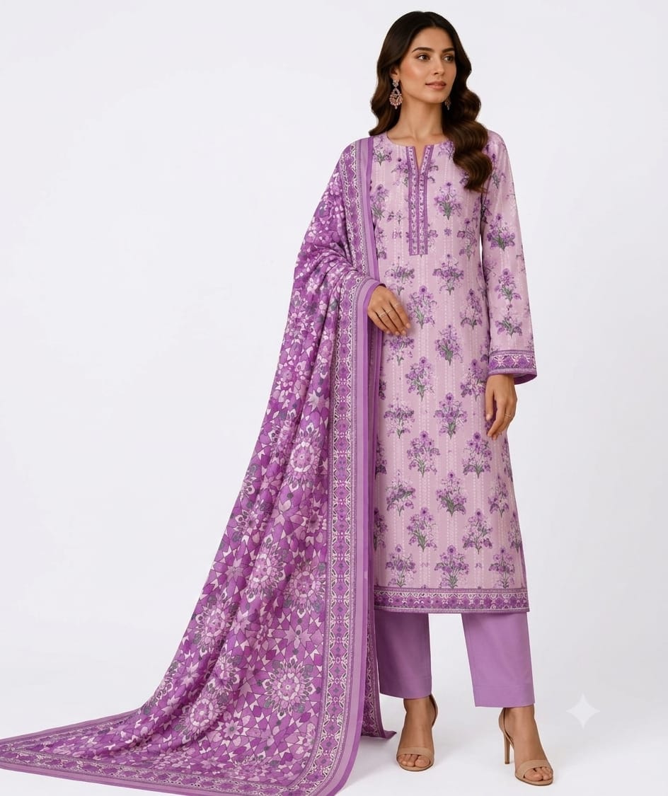 Lavender Petals 3 Piece Lawn Suit